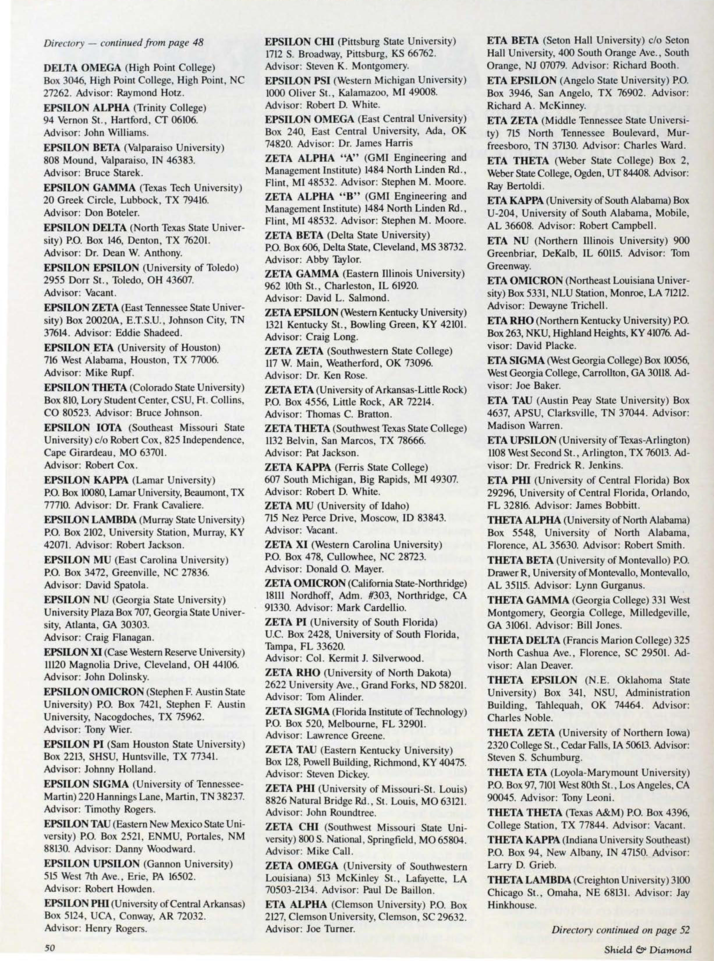 Directory, Continued, September 1988